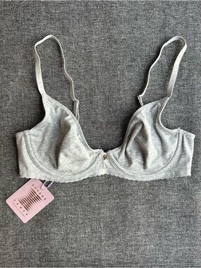 NWT Savage X Cotton Jersey Unlined Bra Platinum Grey 34C